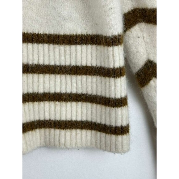 Banana Republic Women's Medium Stripe Puff Sleeve Wool & Alpaca Blend Sweater - Picture 11 of 12